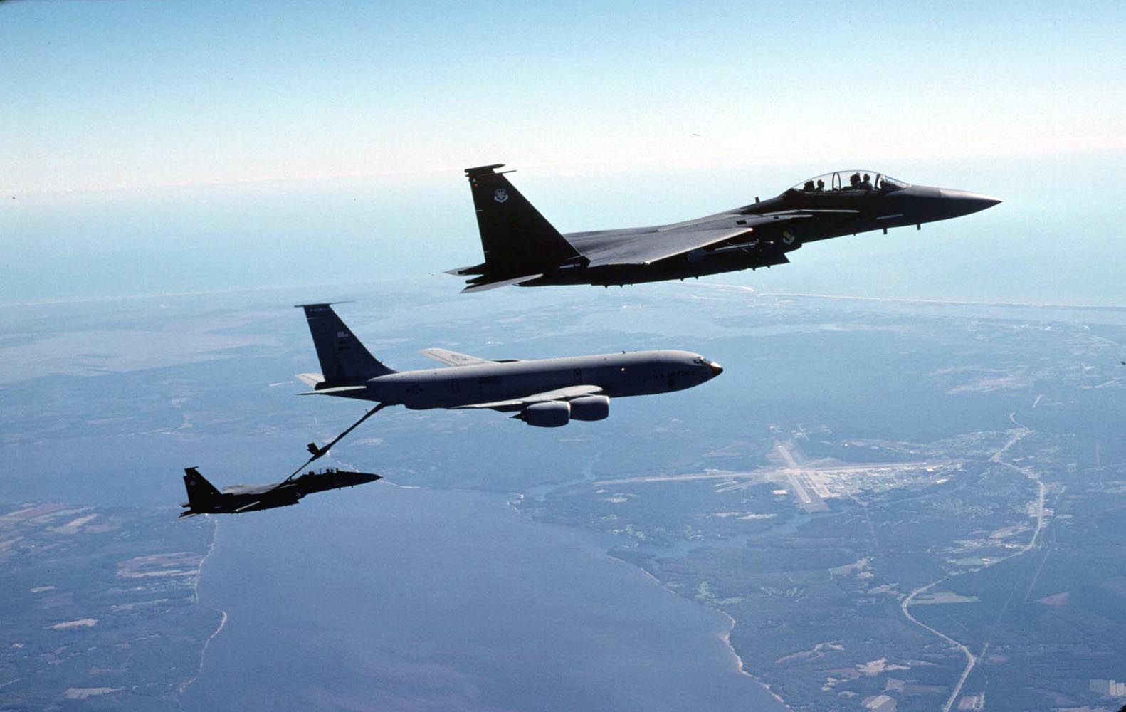 F-15E from Seymour Johnson AFB, NC and KC-135R from Macdill AFB, Fl. 